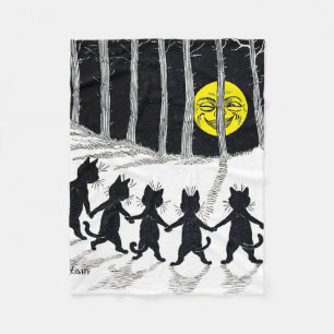 Full moon en Katten, Louis Wain Fleece Deken