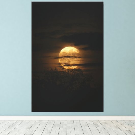Full Moon Glow Behind Dark Clouds Canvas Afdruk (Insitu (Houten vloer))