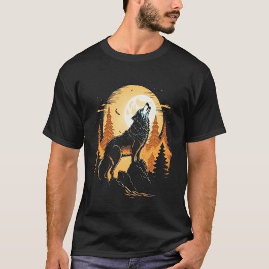 Full Moon Howling Wolf Wolves   1 T-shirt (Voorkant)