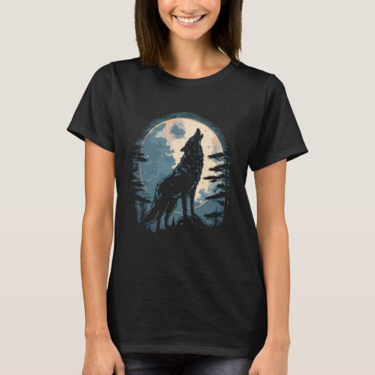 Full Moon Howling Wolf Wolves   2 T-shirt (Voorkant)