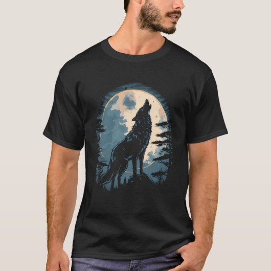 Full Moon Howling Wolf Wolves   2 T-shirt (Voorkant)