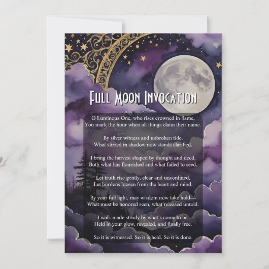 Full Moon Invocation Pagan Prayer Ritual Card Kaart (Voorkant)