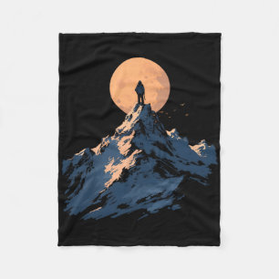 Full Moon Mountain Peak Design - Klimmen En Natuur Fleece Deken