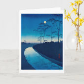 Full Moon Night, Koho Shoda, Woodcut Kaart (Gele Bloem)