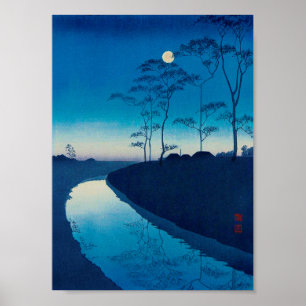 Full Moon Night, Koho Shoda, Woodcut Poster