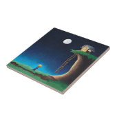 Full Moon Night Sky Ceramic Tile Tegeltje (Zijkant)