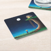 Full Moon Night Sky Square Paper Onderzetter (Schuin)