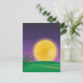 Full Moon over Hill Landscape met Starry Sky Briefkaart (Staand voorkant)