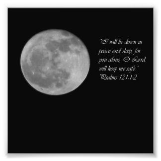 Full Moon Psalms 121:12 Aanmoedigingsversie Verse  Foto Afdruk