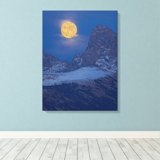 Full Moon Rising Grand Teton Driggs, Idaho Canvas Afdruk (Insitu (Houten vloer))