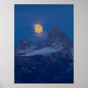 Full Moon Rising Grand Teton Driggs, Idaho Poster