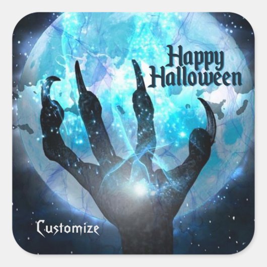 Full Moon Transformation Halloween Vierkante Sticker (Voorkant)