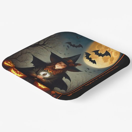 Full Moon Witch Papieren Bordje (Gebogen)