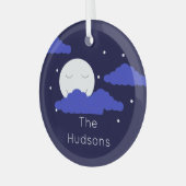 Full Moon with Clouds and Stars Glas Ornament (Voorkant links)