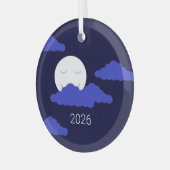 Full Moon with Clouds Glas Ornament (Voorkant links)