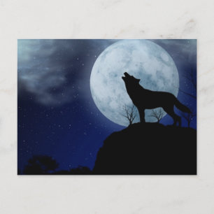 Full Moon Wolf Briefkaart