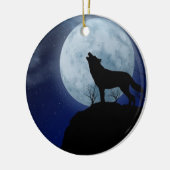 Full Moon Wolf Keramisch Ornament (Links)