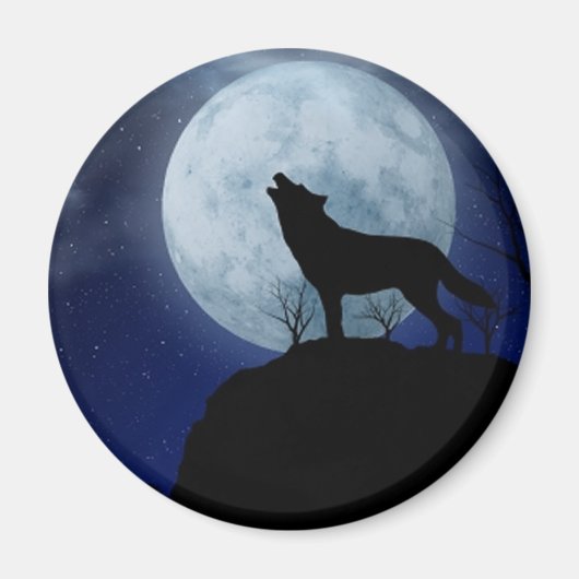 Full Moon Wolf Magneet (Voorkant)