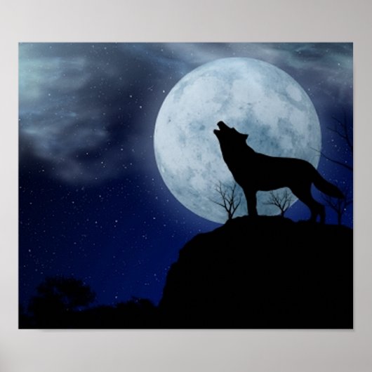 Full Moon Wolf Poster (Voorkant)