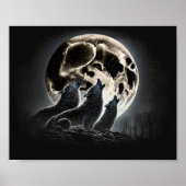 Full Moon Wolves Howling Poster (Voorkant)