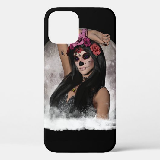 Full Moon's Sugar Skull Vision Paarse Eyes Case-Mate iPhone Case (Achterkant)