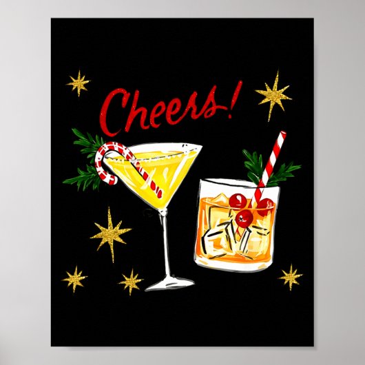 Full Of Holiday Srit Cheers Martini Christmas Drin Poster (Voorkant)