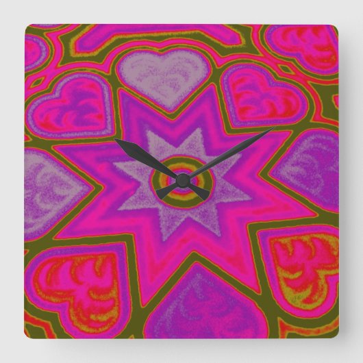 'Full of Love' Wall Clock Vierkante Klok (Voorkant)