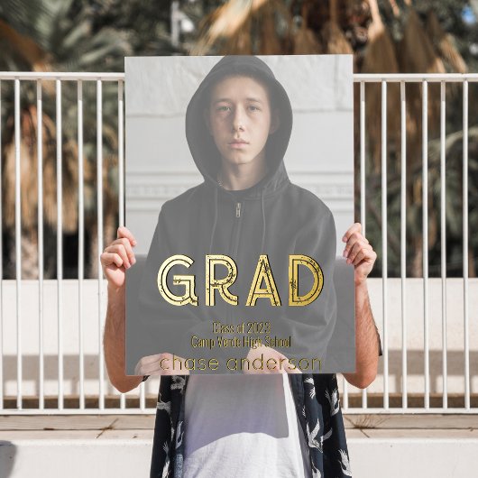 Full Photo Afstudeerder Grunge Typografie Folie Afdrukken