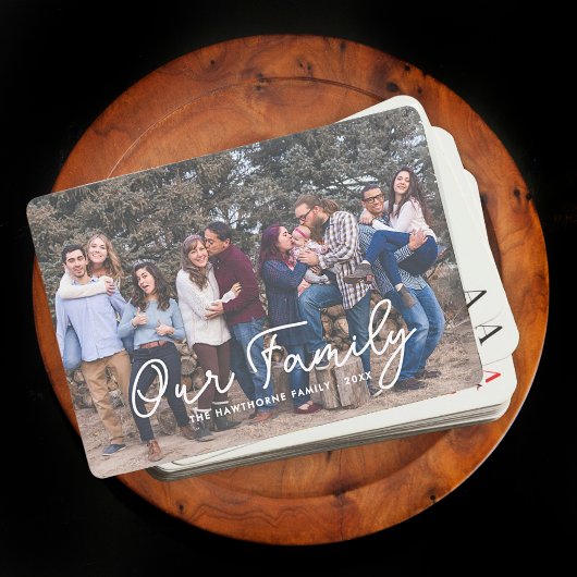 Full Photo Custom Family Script Typografie Tekst Pokerkaarten
