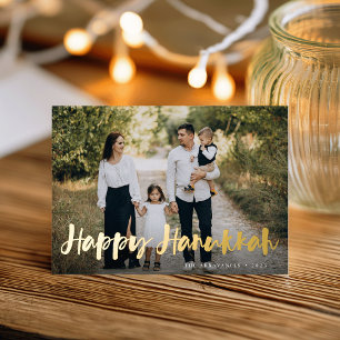 Full Photo Hanukkah in penseelscript Folie Feestdagenkaart