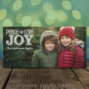 Full Photo Peace Love Joy-kerst Feestdagenkaart