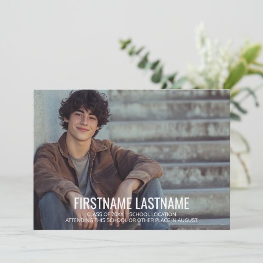 Full Photo Rustic Afstuderen kondigt en party Kaart (Staand voorkant)