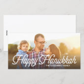 Full Photo Script Happy Hanukkah-fotokaart Feestdagenkaart (Voorkant / Achterkant)