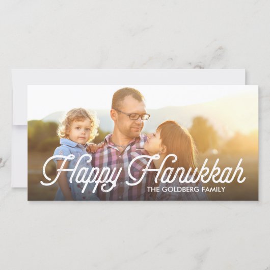 Full Photo Script Happy Hanukkah-fotokaart Feestdagenkaart (Voorkant)