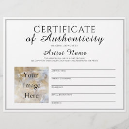 Full Size Certificaat van authenticiteit Art Foto Briefhoofd