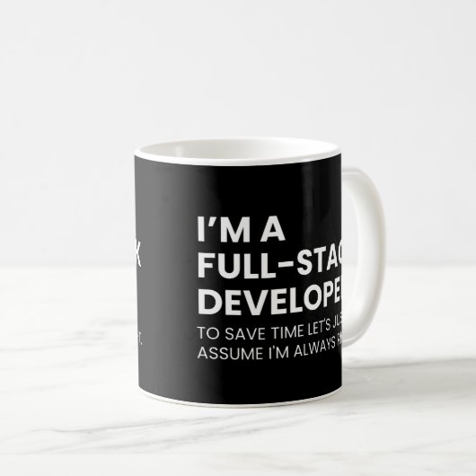 Full-Stack Developer Funny Coding Gezegde Koffiemok (Voorkant rechts)