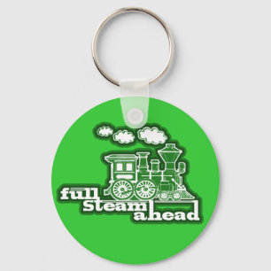 "Full stoomahead" heldere groene sleutelhanger