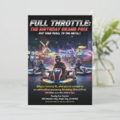 Full Throttle Racing Birthday Party Kaart (Staand voorkant)