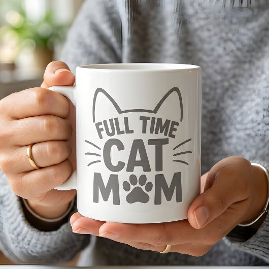 Full Time Cat Mom Cute Feline Lover Koffiemok
