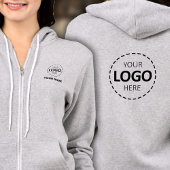 Full Zip Hoodie – Voor & Terug Logo, Naam, Grijs