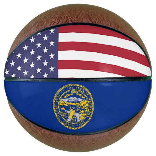 Fullsize Basketball met vlag van Nebraska, VS Basketbal (Voorkant)