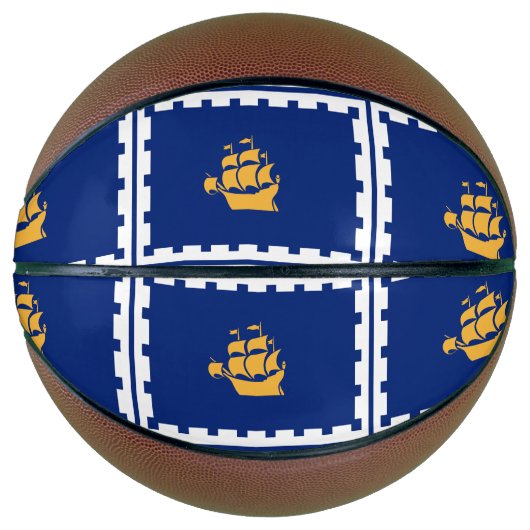 Fullsize Basketball with Flag of Quebec City Basketbal (Voorkant)
