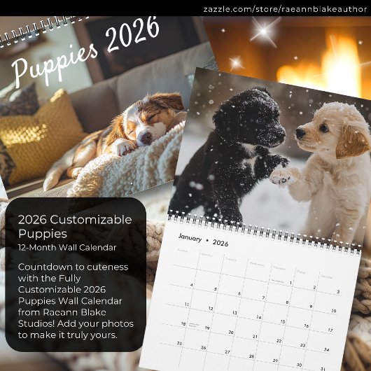 Fully Customizable 2026 Puppies Wall Calendar Kalender