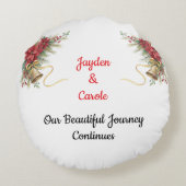 Fully customizable first Christmas ornament Rond Kussen (Achterkant)