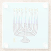 Fully Lit Menorah Giftable Glass Onderzetter (Achterkant)