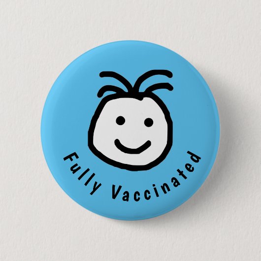 Fully Vaccination Text Blue Ronde Button 5,7 Cm (Voorkant)