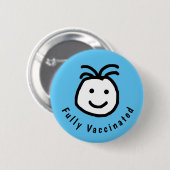 Fully Vaccination Text Blue Ronde Button 5,7 Cm (Voorkant /achterkant)