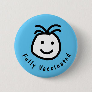 Fully Vaccination Text Blue Ronde Button 5,7 Cm