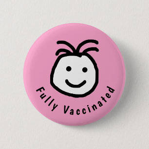 Fully Vaccination Text met een fijne ronde kant Button 5,7 Cm