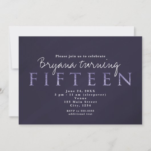 Fumé Gris de prune 15e 15 Anniversaire Invitations (Devant)